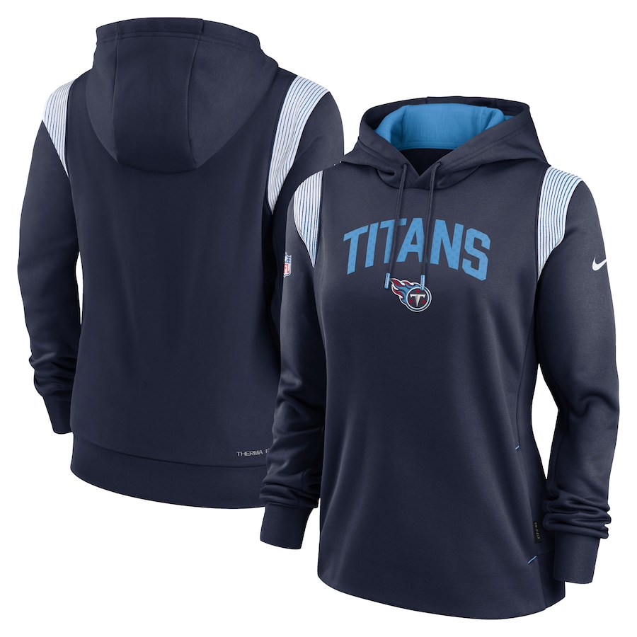 Tennessee Titans Football Navy Sideline Stack Performance Pullover Hoodie - Woman Tennessee Titans Football Navy Sideline Stack Performance Pullover Hoodie - Woman