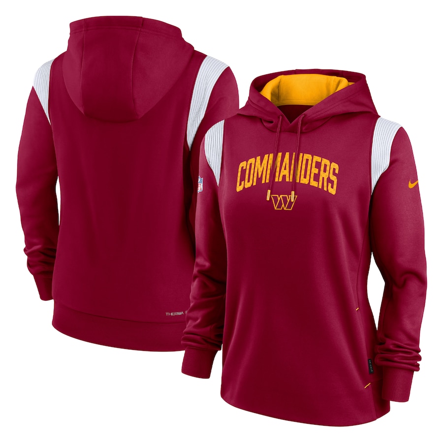 Washington Commanders Football Burgundy Sideline Stack Performance Pullover Hoodie - Woman