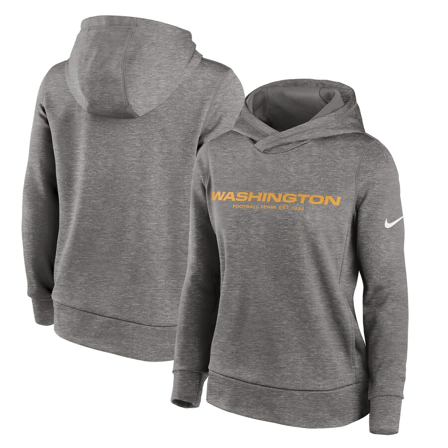 Washington Football Team Football Heather Charcoal Performance Pullover Hoodie - Woman