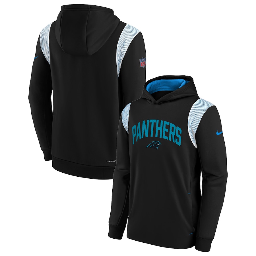 Carolina Panthers Football Black Sideline Fleece Performance Pullover Hoodie - Youth Boys