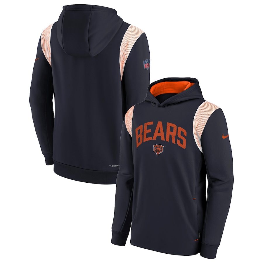 Chicago Bears Football Navy Sideline Fleece Performance Pullover Hoodie - Youth Boys Chicago Bears Football Navy Sideline Fleece Performance Pullover Hoodie - Youth Boys