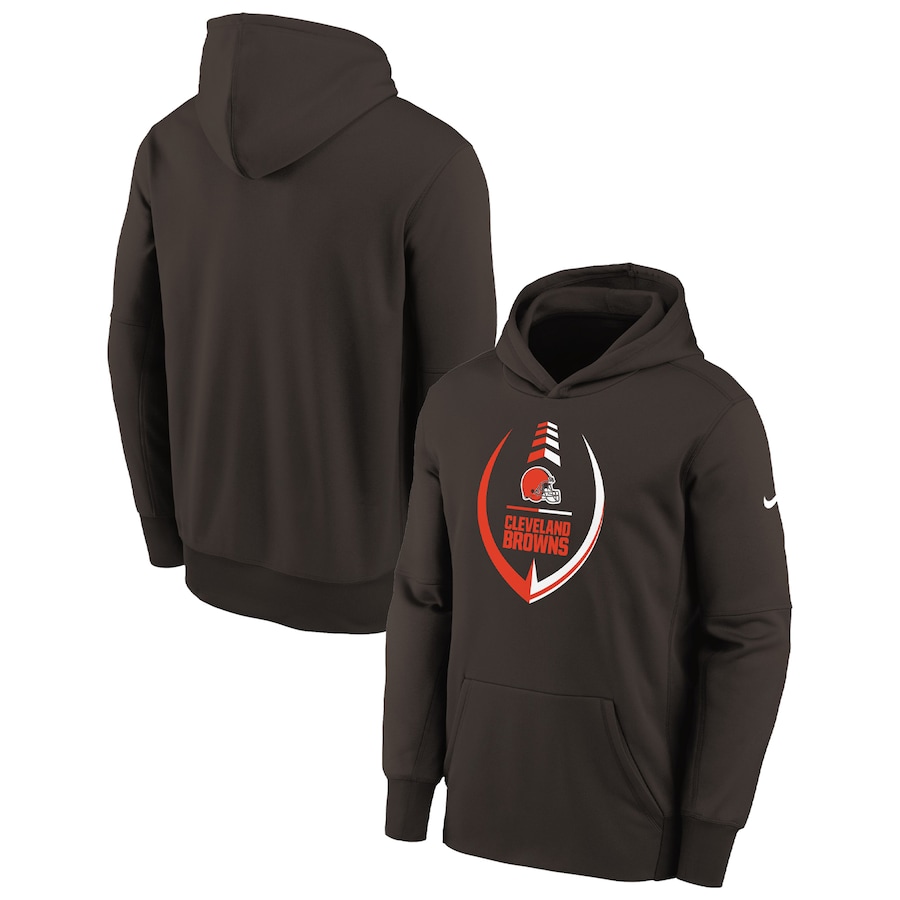 Cleveland Browns Football Brown Icon Performance Pullover Hoodie - Youth Boys