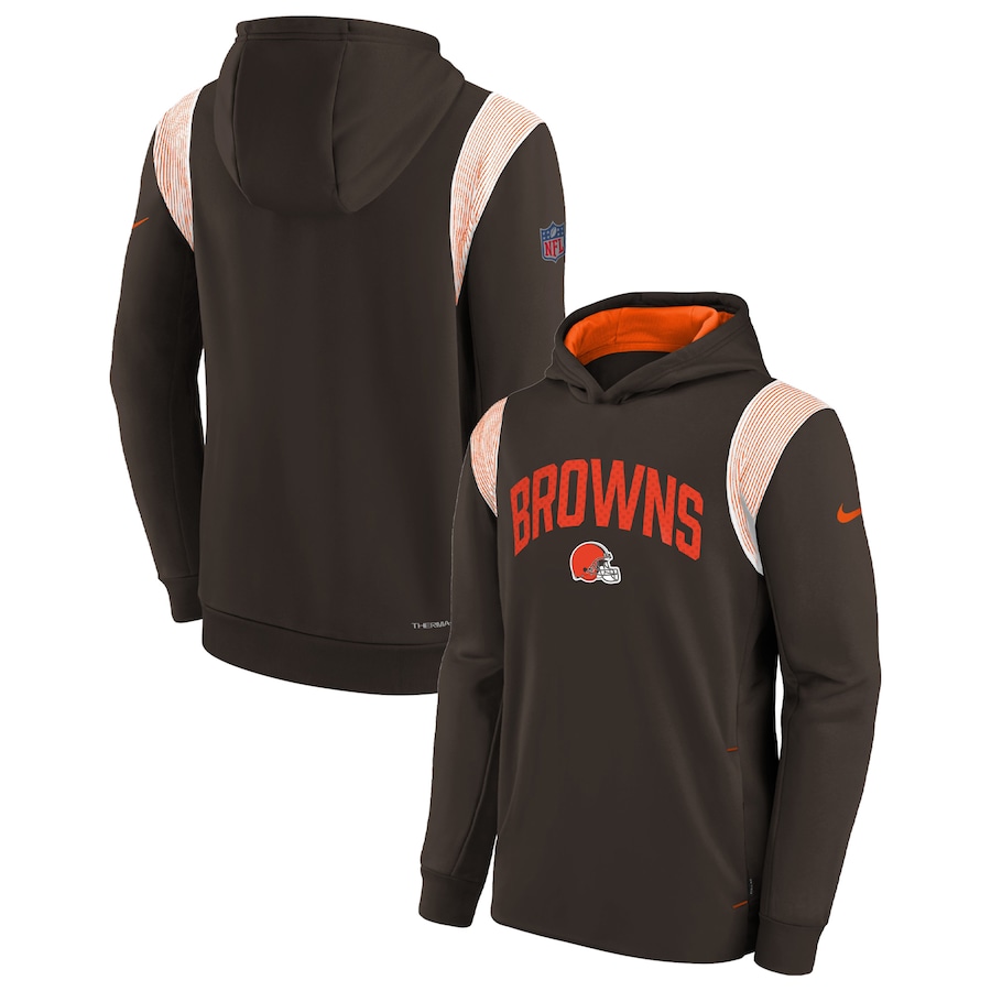 Cleveland Browns Football Brown Sideline Fleece Performance Pullover Hoodie - Youth Boys