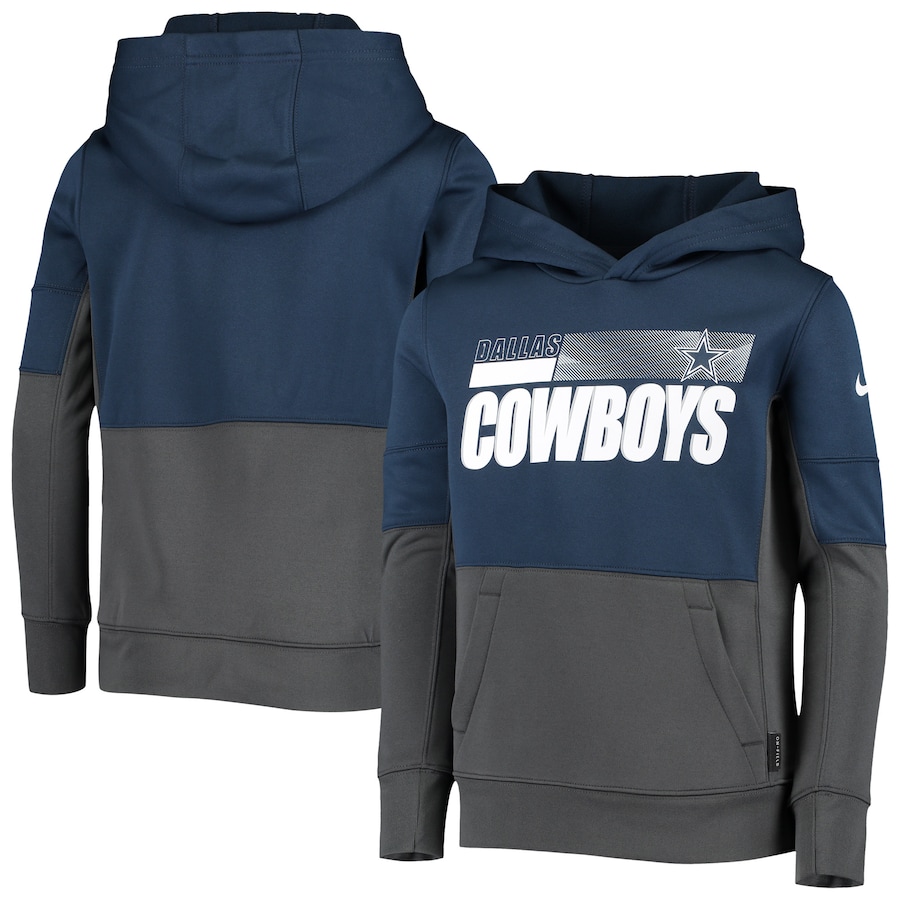 Dallas Cowboys Football Navy/Gray Performance Pullover Hoodie - Youth Boys