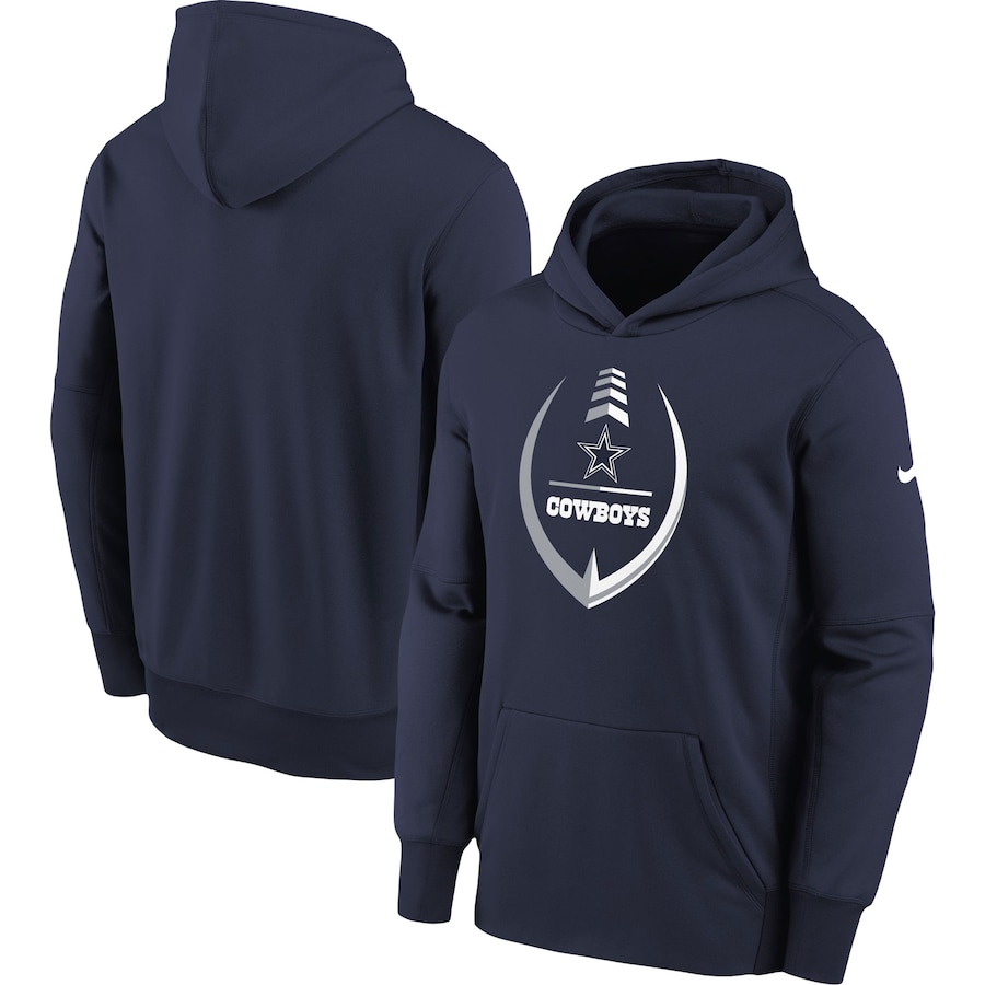 Dallas Cowboys Football Navy Icon Performance Pullover Hoodie - Youth Boys