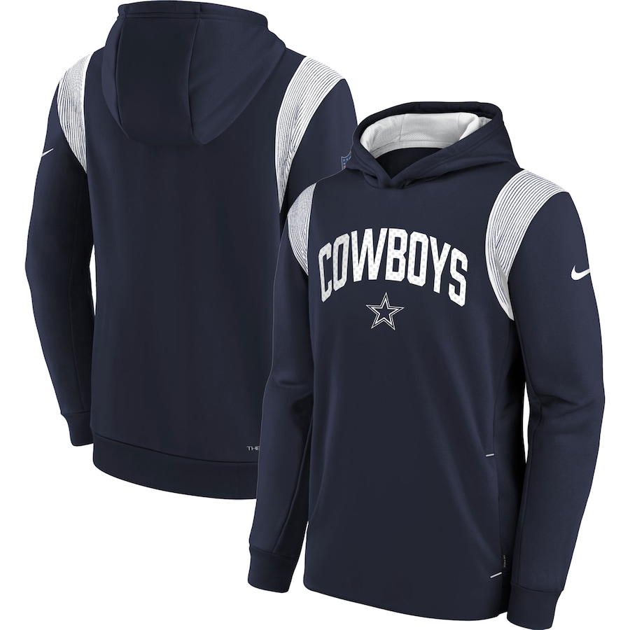 Dallas Cowboys Football Navy Sideline Fleece Performance Pullover Hoodie - Youth Boys