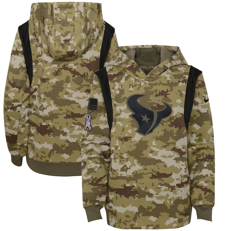 Houston Texans Football Olive 2021 Salute To Service Therma Performance Pullover Hoodie - Youth Boys Houston Texans Football Olive 2021 Salute To Service Therma Performance Pullover Hoodie - Youth Boys