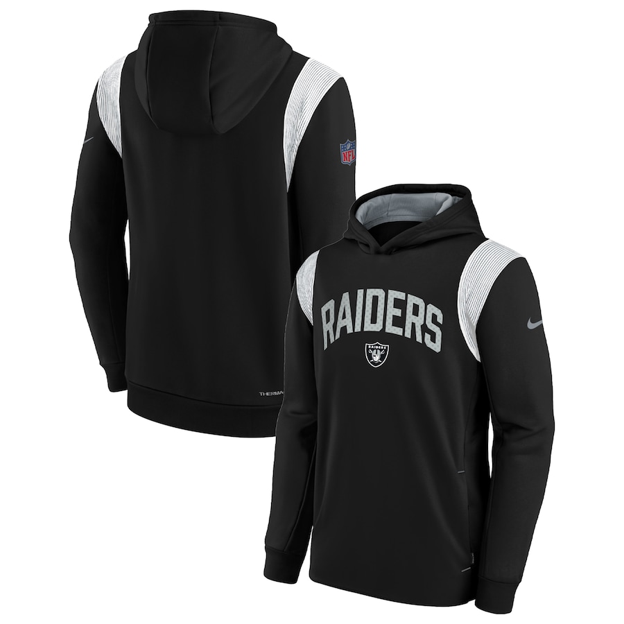 Las Vegas Raiders Football Black Sideline Fleece Performance Pullover Hoodie - Youth Boys