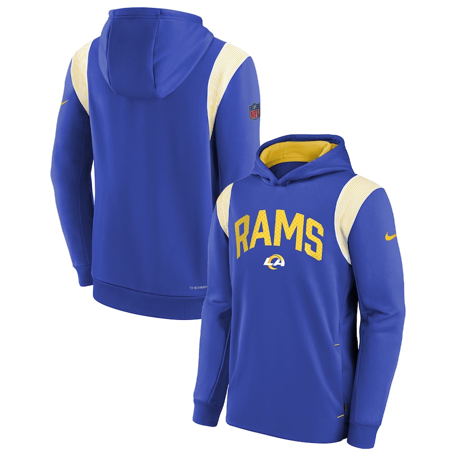 Los Angeles Rams Football Royal Sideline Fleece Performance Pullover Hoodie - Youth Boys