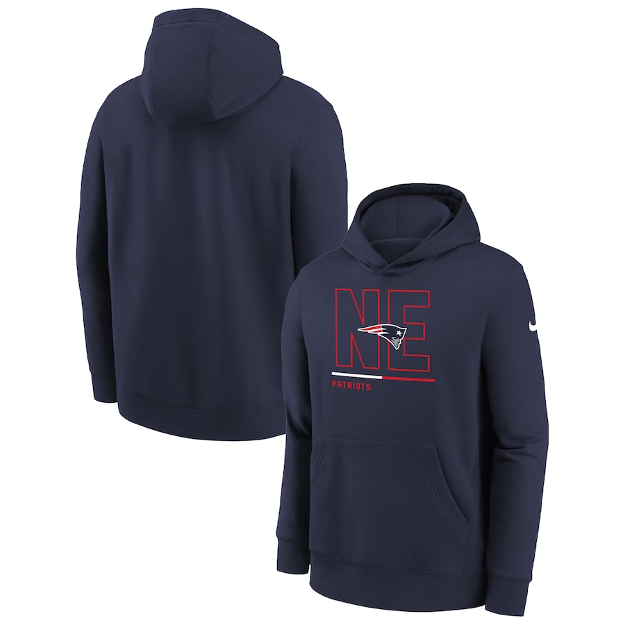 New England Patriots Football Navy City Code Pullover Hoodie - Youth Boys New England Patriots Football Navy City Code Pullover Hoodie - Youth Boys