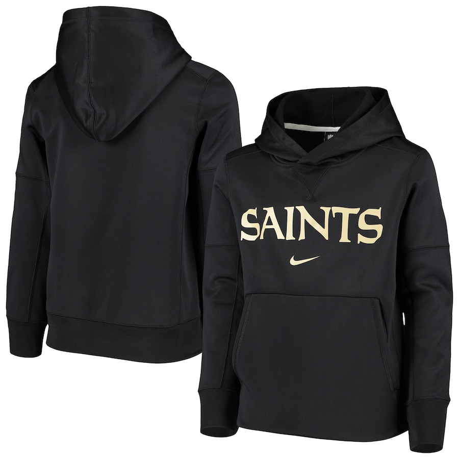 New Orleans Saints Football Black Wordmark Pullover Hoodie - Youth Boys New Orleans Saints Football Black Wordmark Pullover Hoodie - Youth Boys