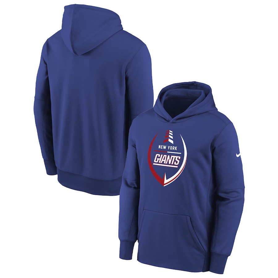 New York Giants Football Royal Icon Performance Pullover Hoodie - Youth Boys