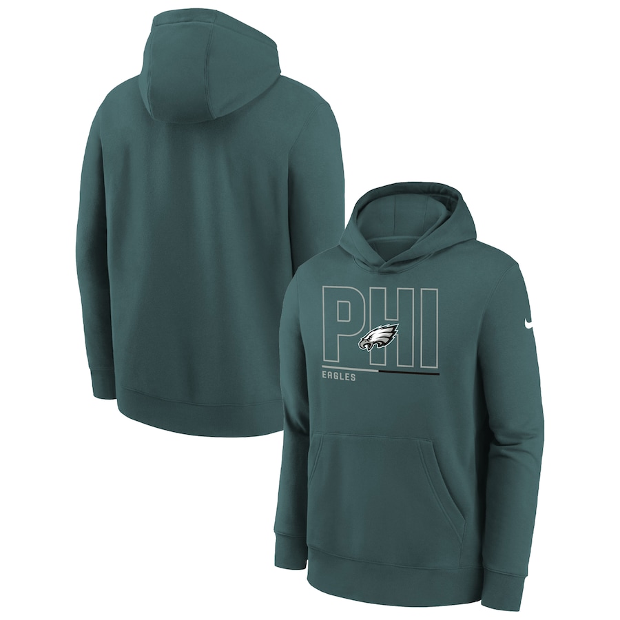 Philadelphia Eagles Football Midnight Green City Code Pullover Hoodie - Youth Boys