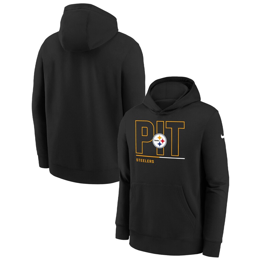 Pittsburgh Steelers Football Black City Code Pullover Hoodie - Youth Boys
