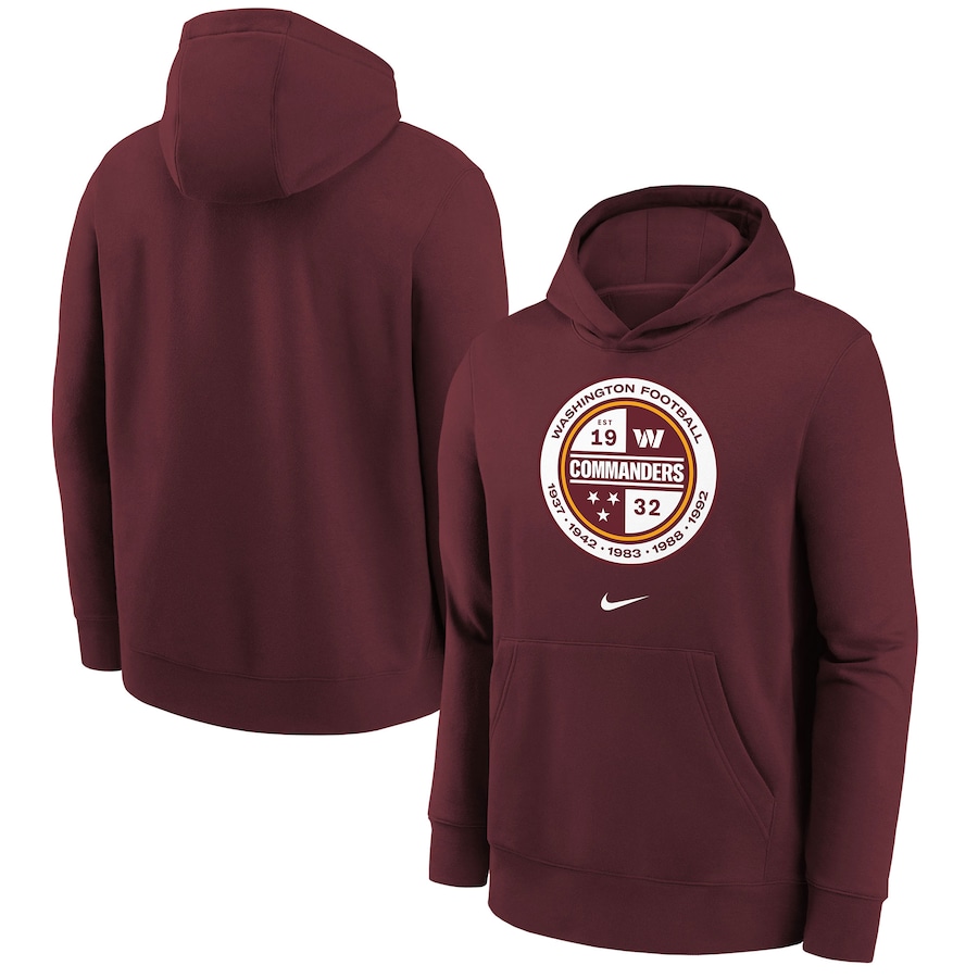 Washington Commanders Football Burgundy Alternate Logo Pullover Hoodie - Youth Boys